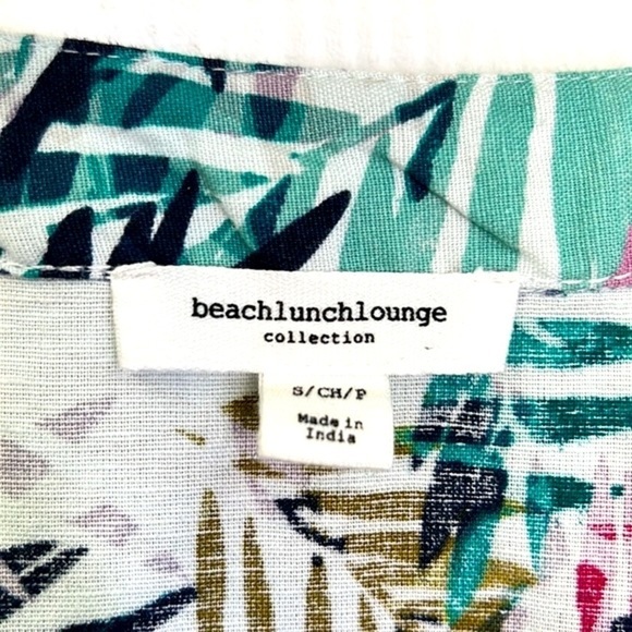 Beachlunchlounge - Colorful Bright Palm Leaves Button Up Midi Dress Size Small - Picture 9 of 12